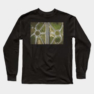 Junction on highway top down aerial view Long Sleeve T-Shirt